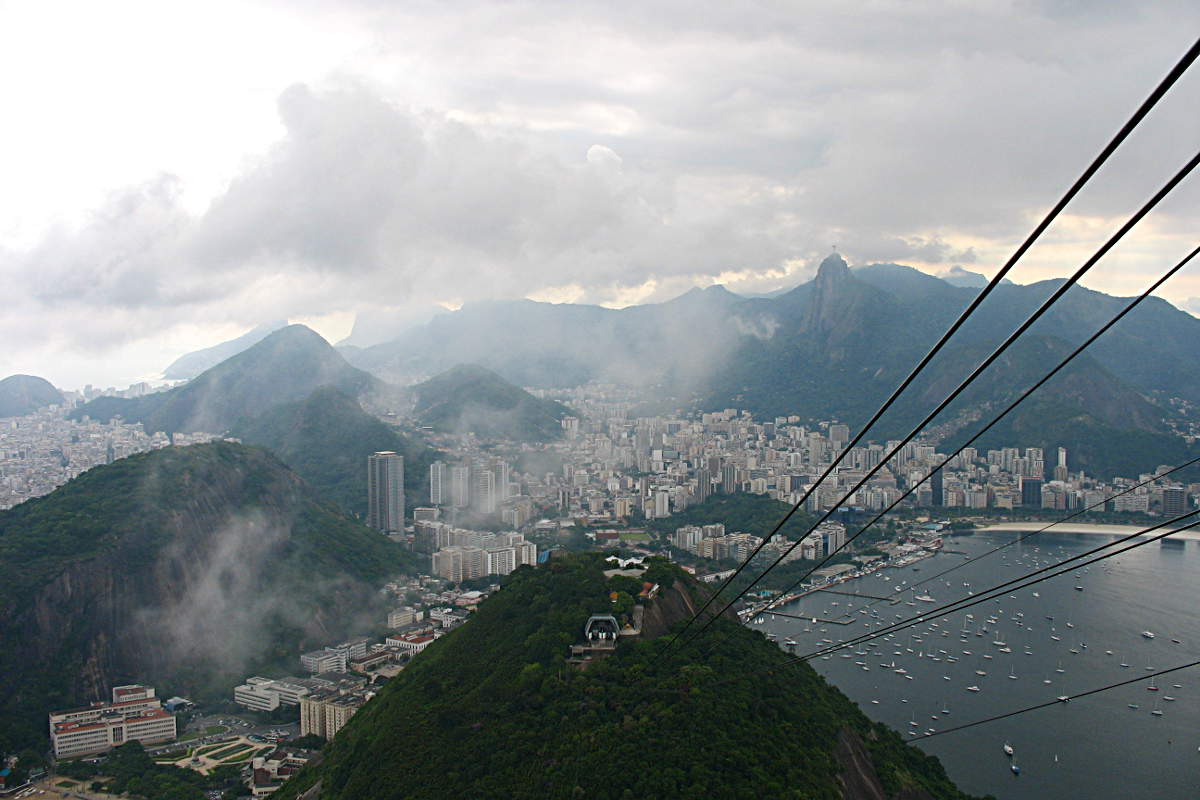 Blick aus der Seilbahn zum Zuckerhut auf Rio de Janeiro