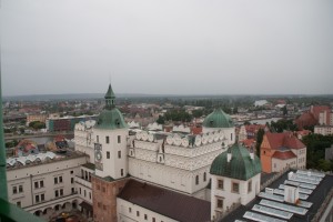 Blick auf einen Teil des Stettiner Schlosses aus einem Wachturm