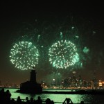 Emerald fireworks at Chicago, USA