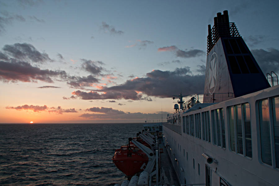 Sonnenuntergang an Bord der King Seaways