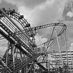 Gewirr aus Achterbahnen auf dem Wiener Prater