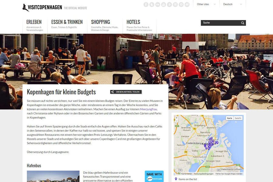 Screenshot der Seite http://www.visitcopenhagen.de/de/kopenhagen/kopenhagen-fuer-kleine-budgets